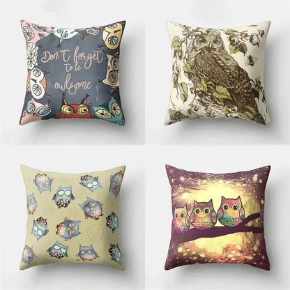 Artistic owl pillow cover bedroom decor