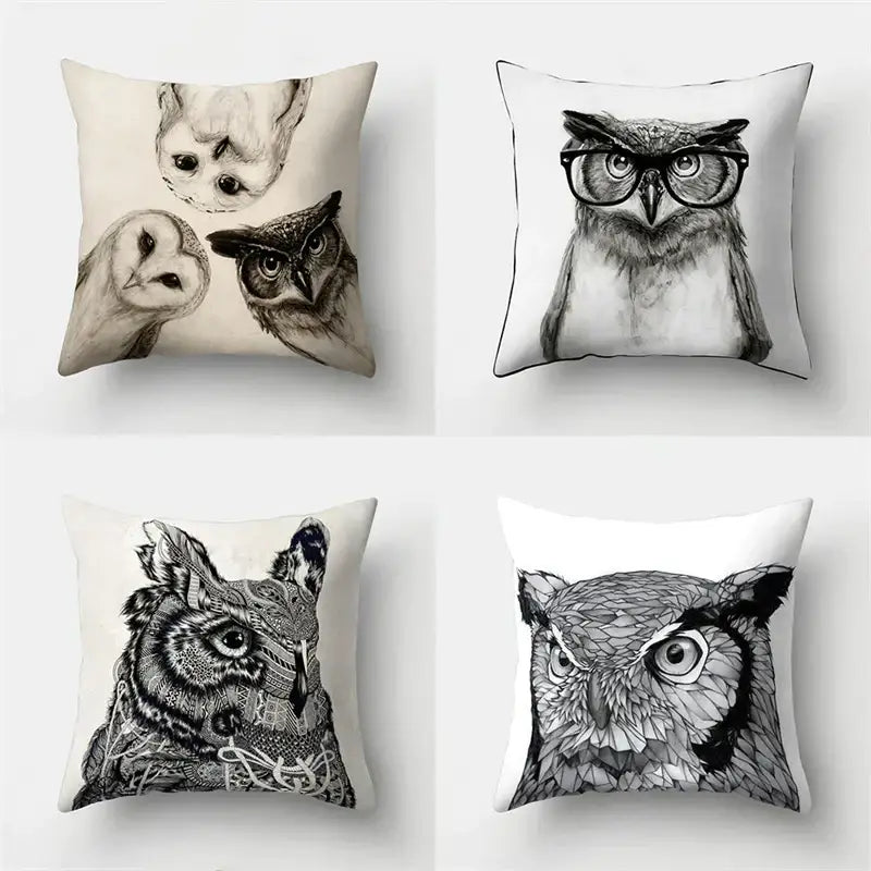 Artistic owl pillow cover bedroom decor