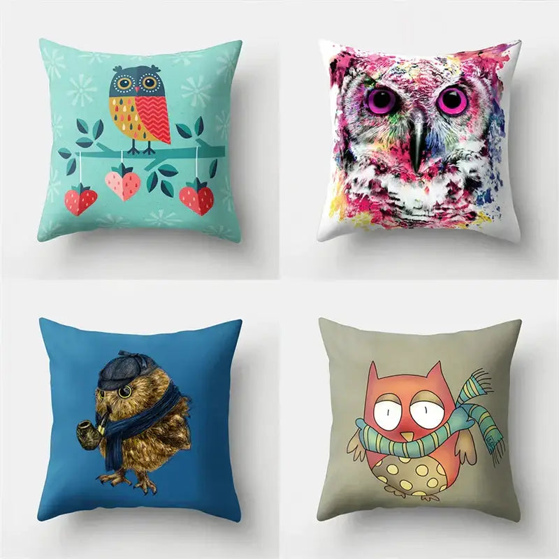 Artistic owl pillow cover bedroom decor