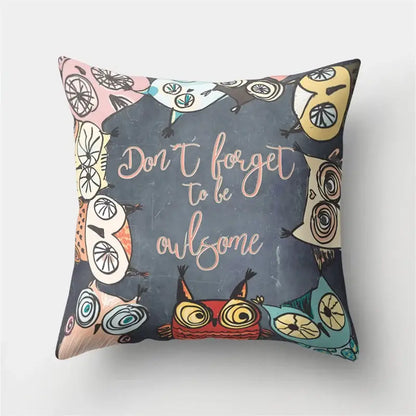 Artistic owl pillow cover bedroom decor