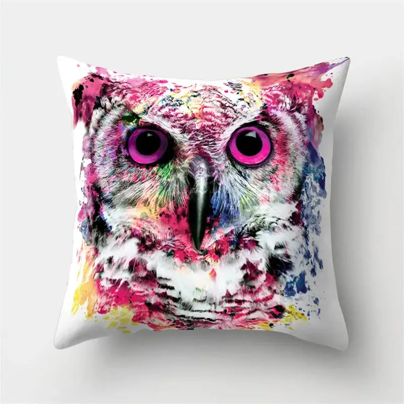 Artistic owl pillow cover bedroom decor