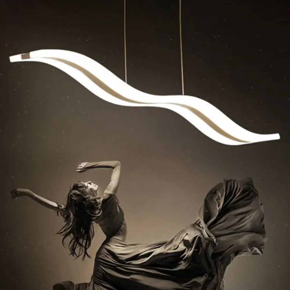 DecorBites™ Artistic Wave Island Pendant Light - White LED Acrylic for Restaurants