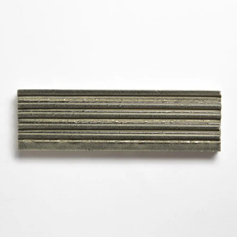 Ash Glossy Fluted Glazed Terracotta Tiles 2 1/4x7 9/16