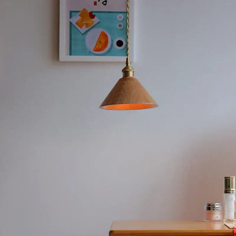 Ash wood dome pendant lamp kitchen hanging light