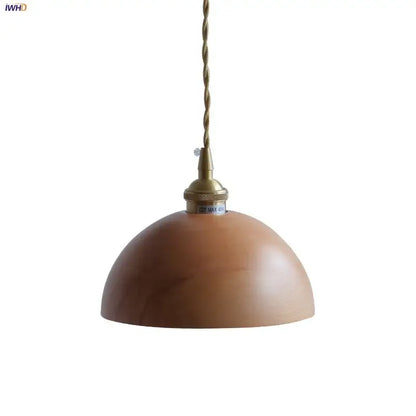 Ash wood dome pendant lamp kitchen hanging light