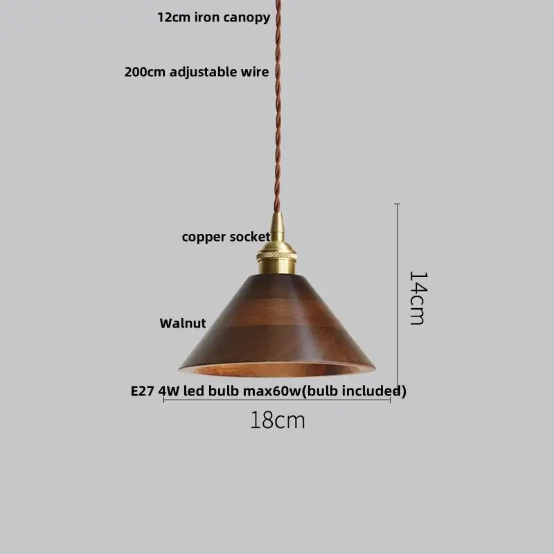 Ash wood dome pendant lamp kitchen hanging light