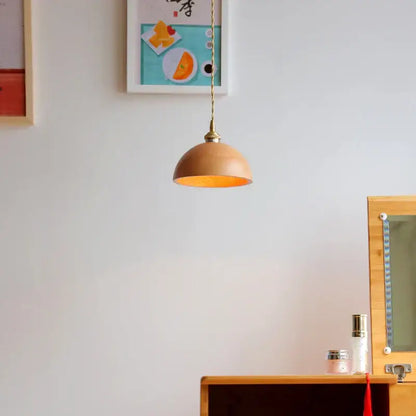 Ash wood dome pendant lamp kitchen hanging light