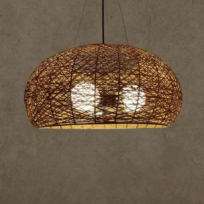 Asian rattan dome pendant light dining room e26 e27 bulb base