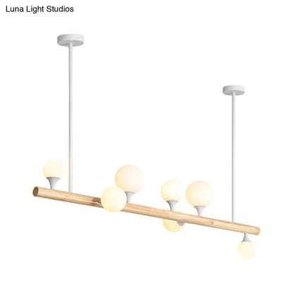DecorBites™ Asian Wood Hanging Ceiling Light with 7 Beige Bulbs for Dining Room