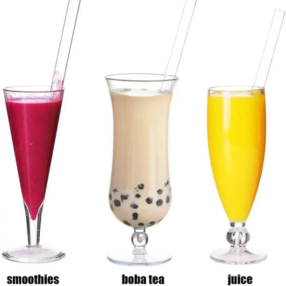 Assorted colorful glass smoothie straws 4-pack kitchen glassware
