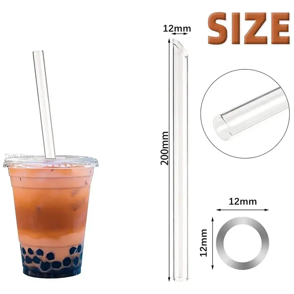 Assorted colorful glass smoothie straws 4-pack kitchen glassware