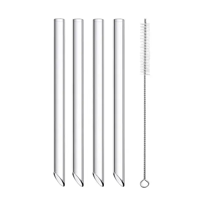 Assorted colorful glass smoothie straws 4-pack kitchen glassware
