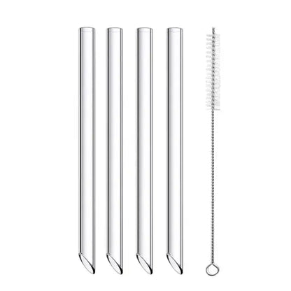Assorted colorful glass smoothie straws 4-pack kitchen glassware
