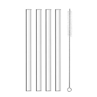 Assorted colorful glass smoothie straws 4-pack kitchen glassware
