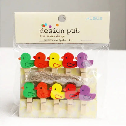 Assorted colorful heart mini wooden clips bedroom photo decor