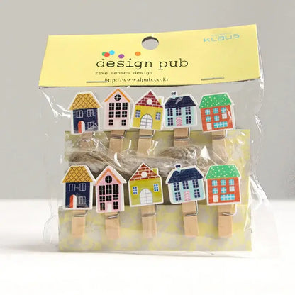 Assorted colorful heart mini wooden clips bedroom photo decor