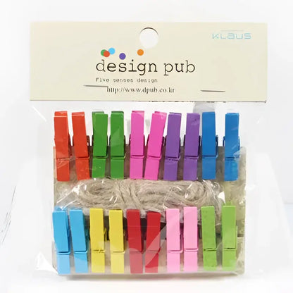 Assorted colorful heart mini wooden clips bedroom photo decor