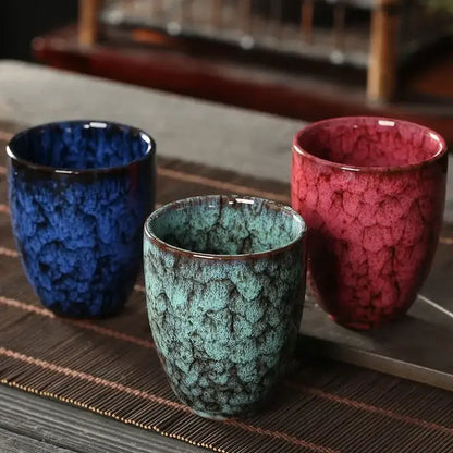 Assorted crackle glaze ceramic kung fu tea cups dining room set