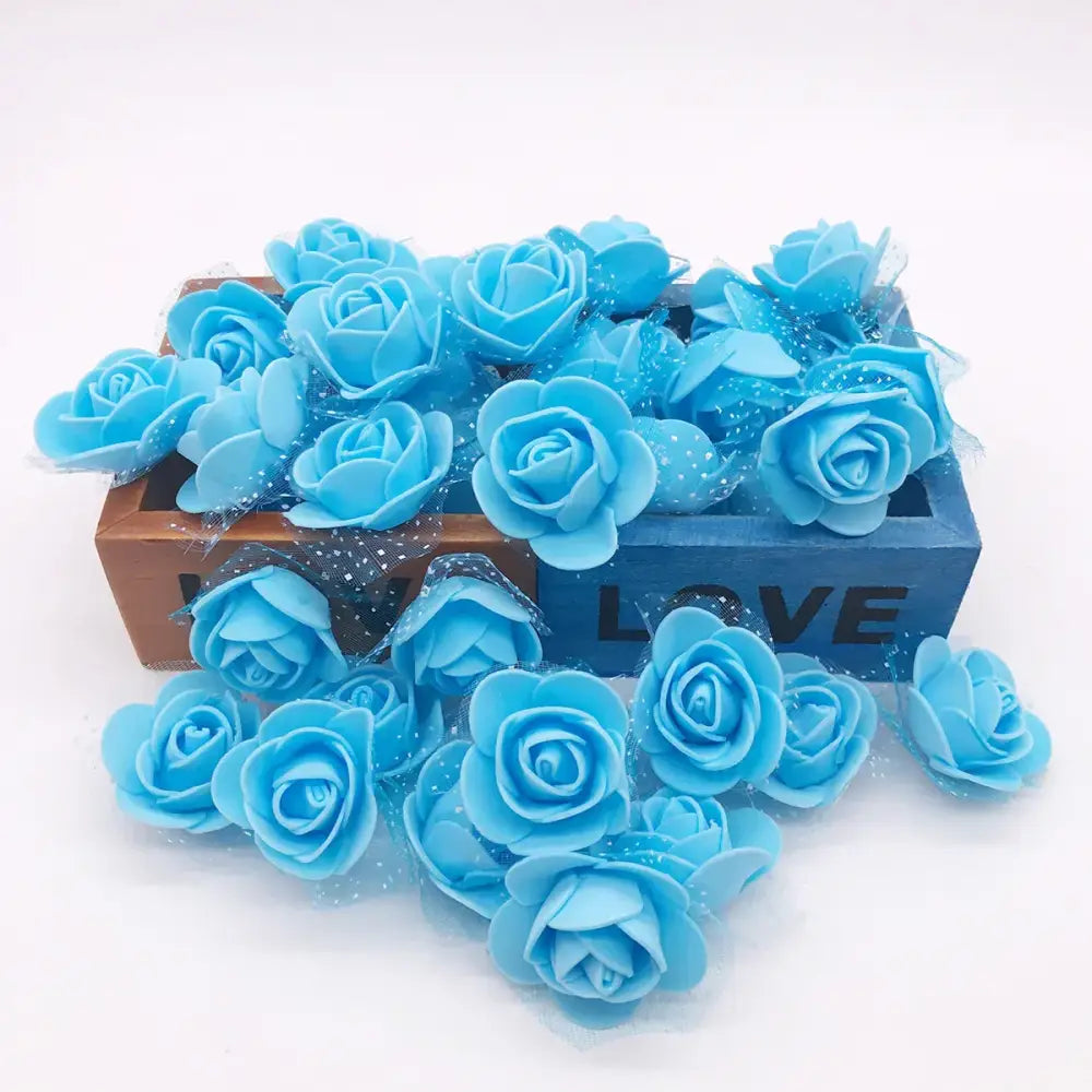 Assorted white & pink handmade foam rose flower heads wedding decor