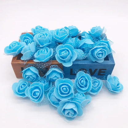 Assorted white & pink handmade foam rose flower heads wedding decor
