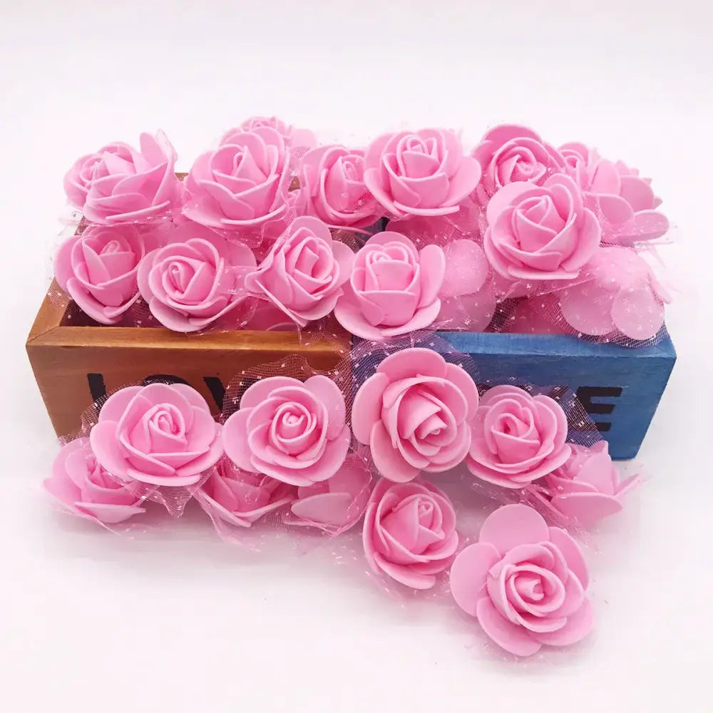 Assorted white & pink handmade foam rose flower heads wedding decor