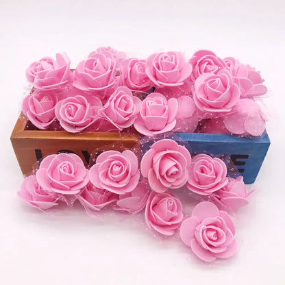 Assorted white & pink handmade foam rose flower heads wedding decor