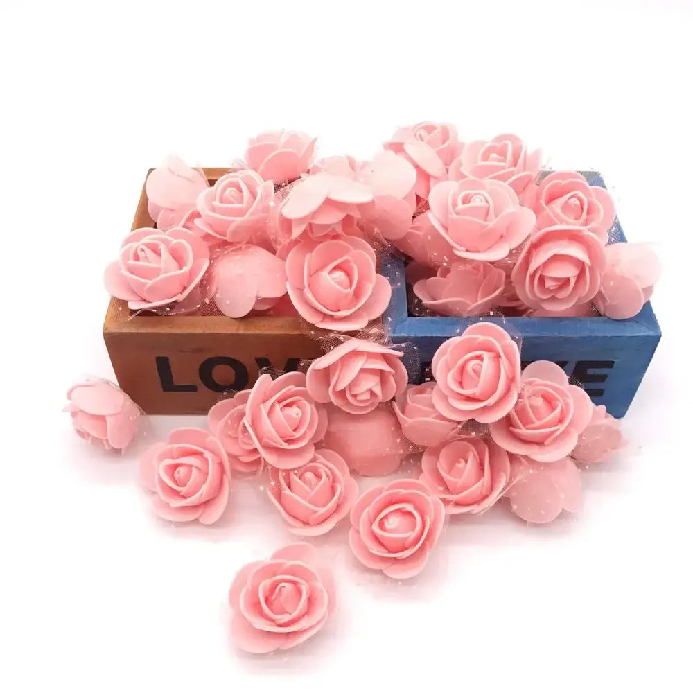 Assorted white & pink handmade foam rose flower heads wedding decor