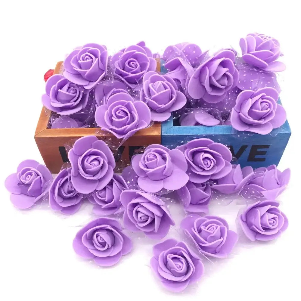 Assorted white & pink handmade foam rose flower heads wedding decor