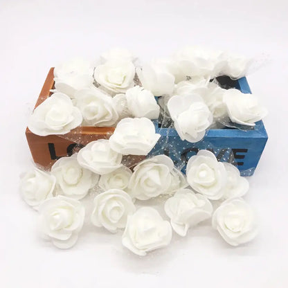 Assorted white & pink handmade foam rose flower heads wedding decor
