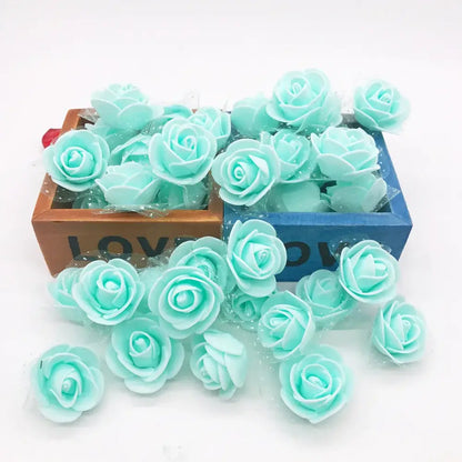 Assorted white & pink handmade foam rose flower heads wedding decor