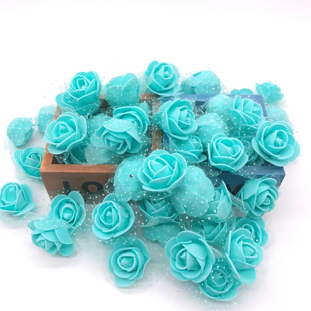 Assorted white & pink handmade foam rose flower heads wedding decor
