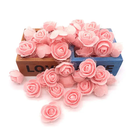 Assorted white & pink handmade foam rose flower heads wedding decor