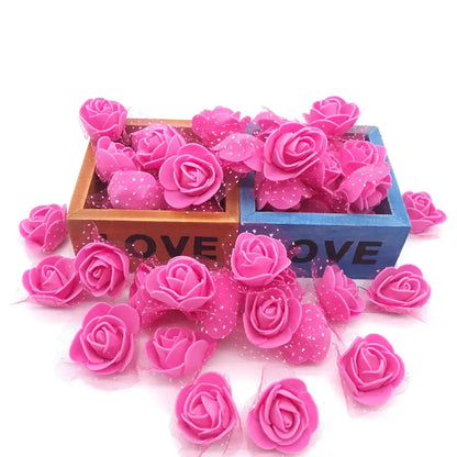Assorted white & pink handmade foam rose flower heads wedding decor