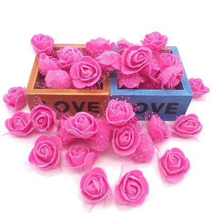 Assorted white & pink handmade foam rose flower heads wedding decor