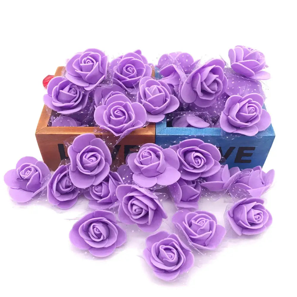 Assorted white & pink handmade foam rose flower heads wedding decor