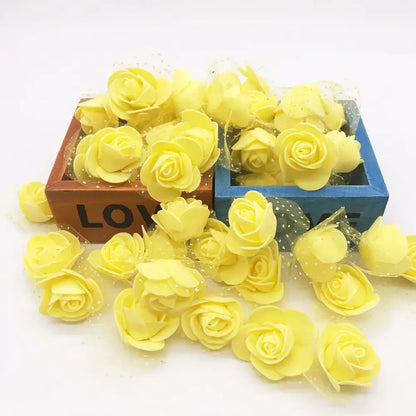 Assorted white & pink handmade foam rose flower heads wedding decor