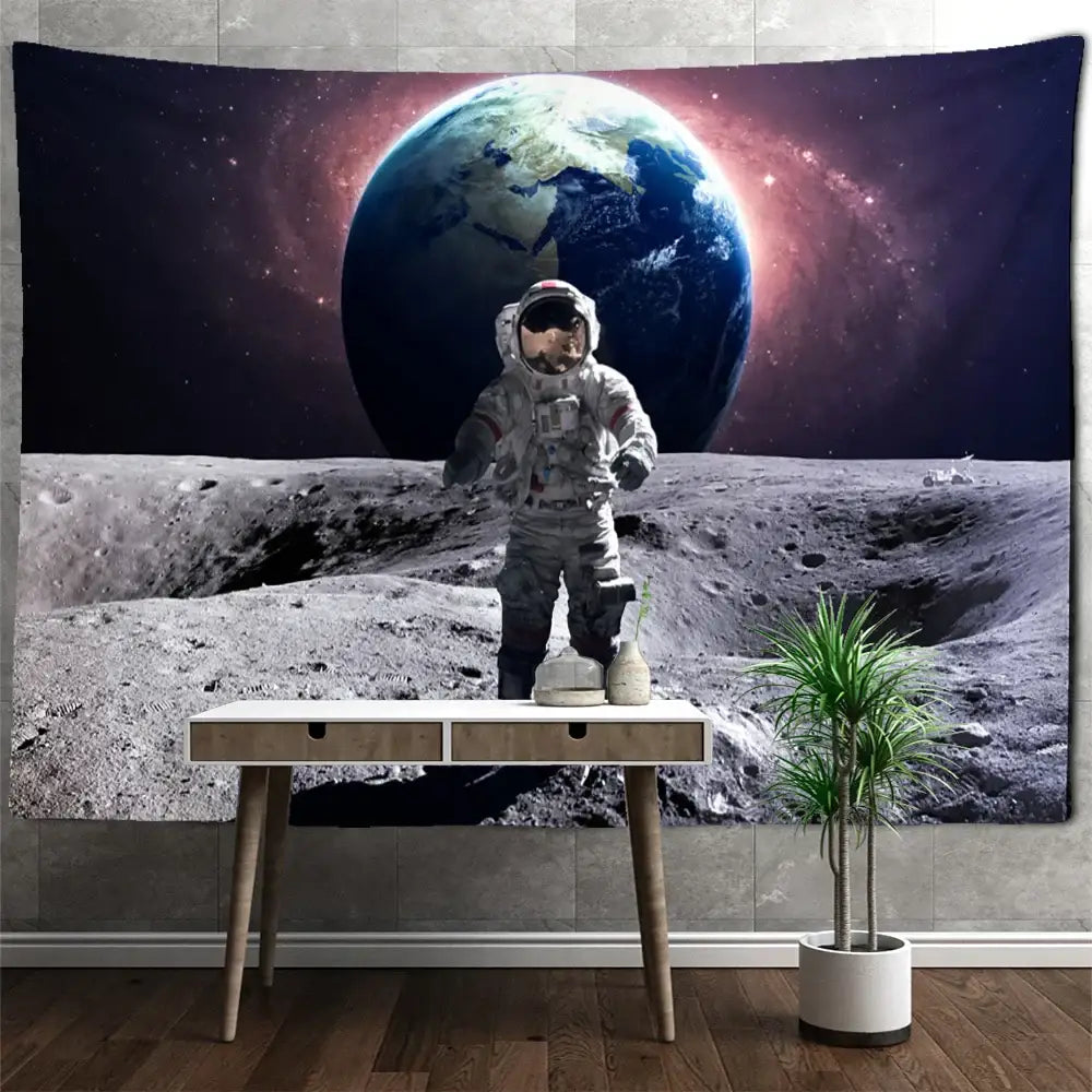 Astronaut moon tapestry wall hanging for living room decor