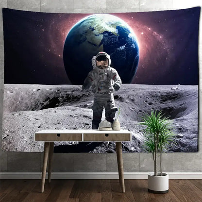 Astronaut moon tapestry wall hanging for living room decor