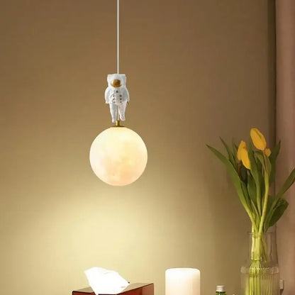 Astronaut moon white and gold led pendant light bedroom