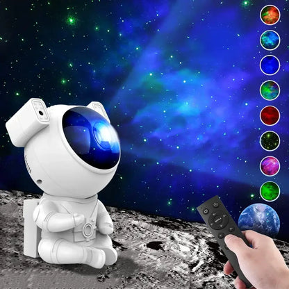 Astronaut white and gold galaxy star projector night light bedroom