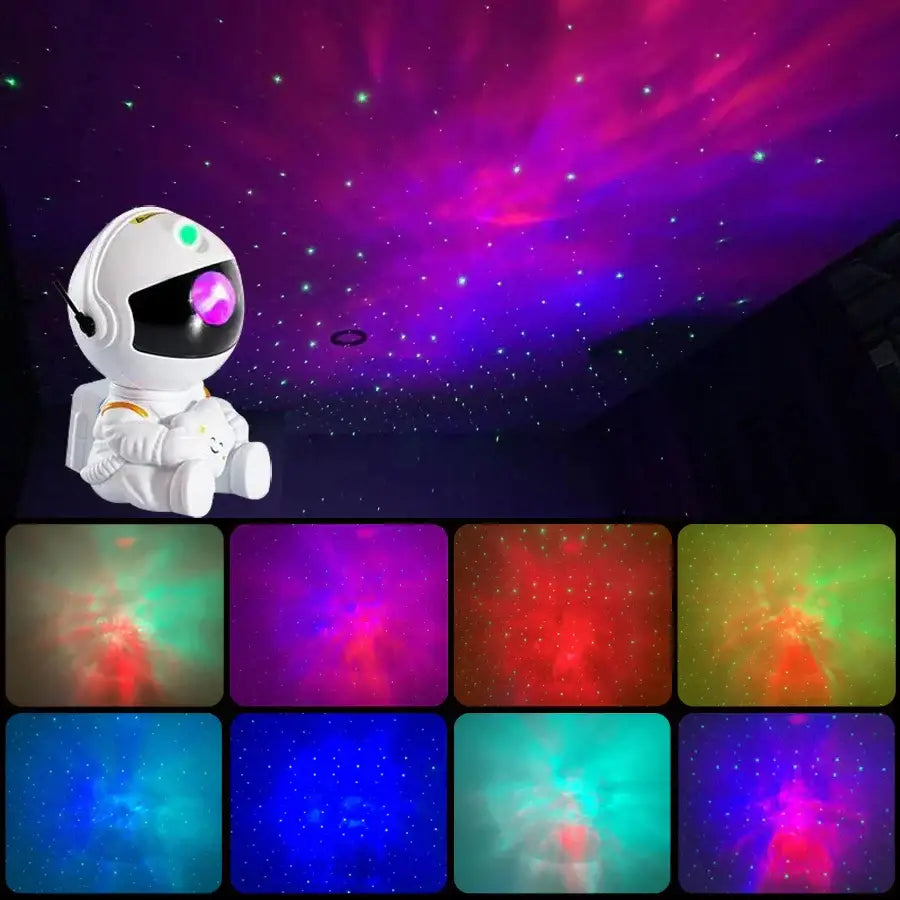 Astronaut white and gold galaxy star projector night light bedroom