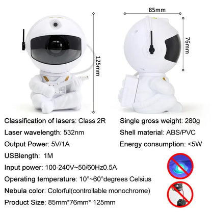 Astronaut white galaxy star night light bedroom projector