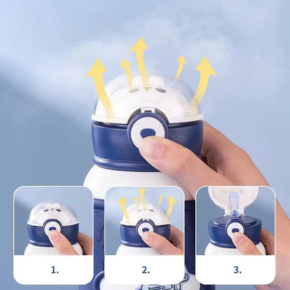 Astronaut white & navy blue stainless steel thermos bottle kids room