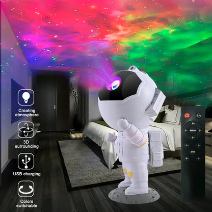 Astronaut white & yellow galaxy star projector night light bedroom