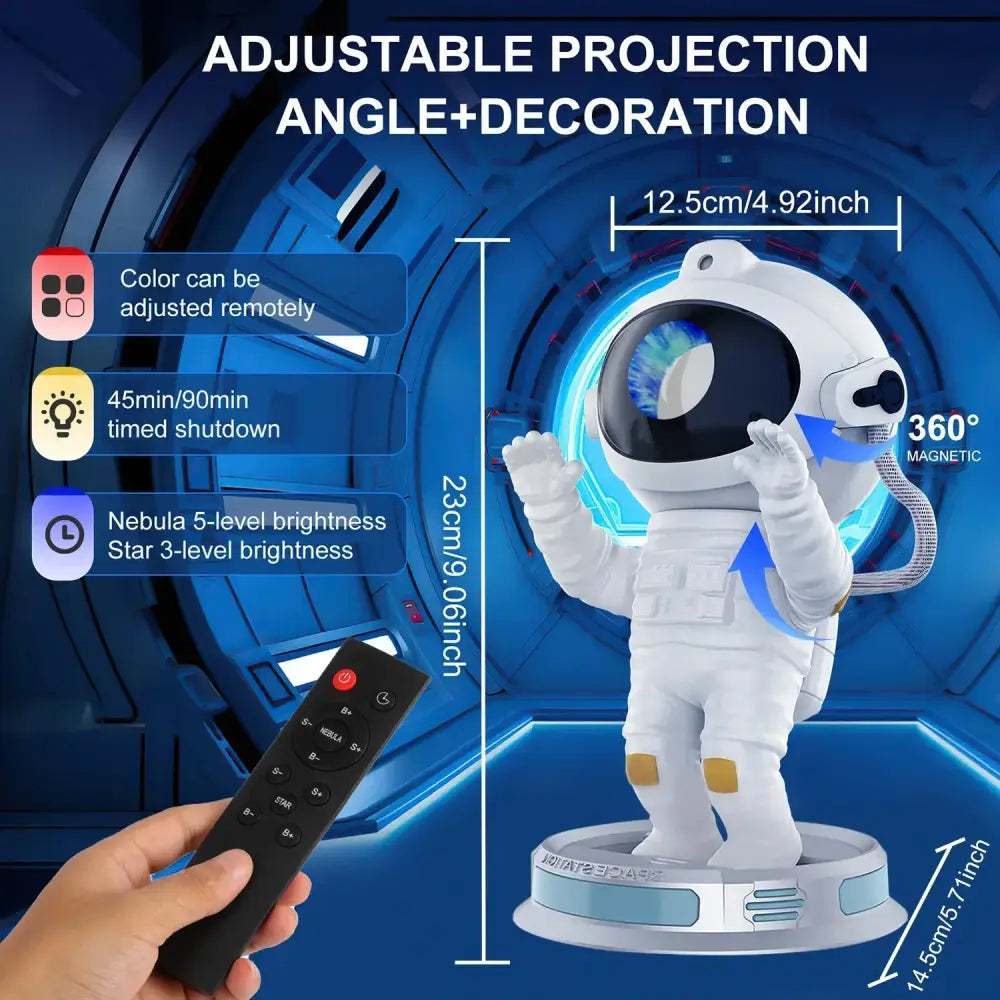 Astronaut white & yellow galaxy star projector night light bedroom