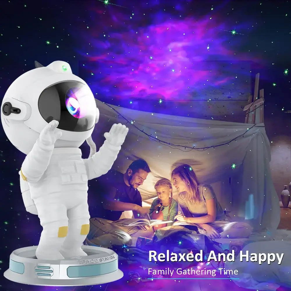 Astronaut white & yellow galaxy star projector night light bedroom