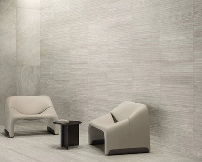 Veneer World Atelier Trail Bamboo Vein Cut Grey Travertine Look Porcelain Accent Tiles 12x24