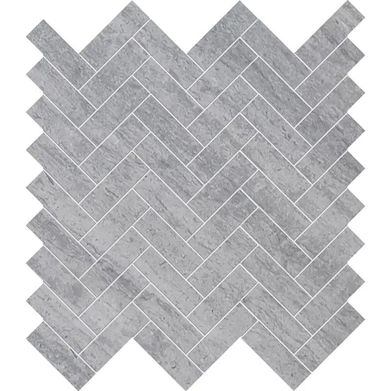 Atelier Grey Light Honed Herringbone 1x3 Marble Mosaics 12 1/8x13 3/8