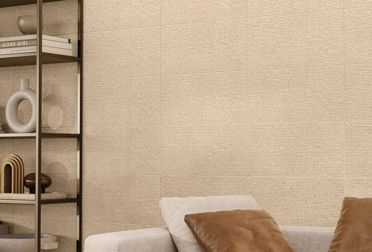 Veneer World Atelier Mood Dune Combed Limestone Look Porcelain Accent Tiles 12x24