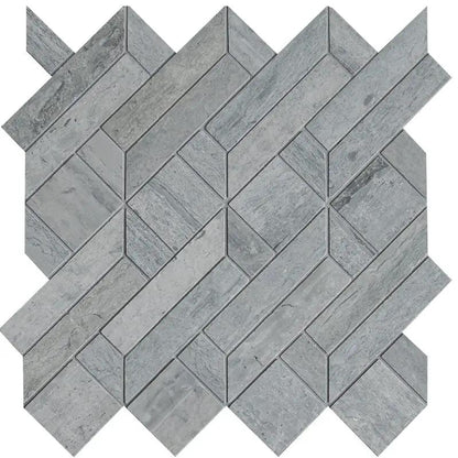 Athens Grey Dark, Atelier Grey Light Honed Desing Bm 101 Waterjet Marble Mosaics 4x7 1/2